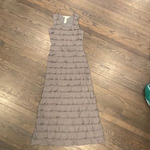 Max Studio Gray Maxi Ruffle Sleeveless Dress, Size Small